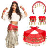 Accessoire set - Buikdanseres - Hoofdband, riem, armbanden - 4-delig - Rood