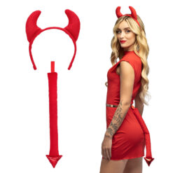 Accessoire set - Duivel - Diadeem en staart - 2-delig - Rood