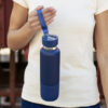Thermosfles met drinkbeker - Inclusief draaglus en draagkoord met karabijnhaak - RVS - 500 ml - Donkerblauw - Afbeelding 6
