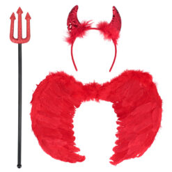 Alternative view of Accessoire set - Duivel - Diadeem, vleugels en drietand - 3-delig - Rood