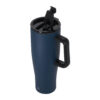 Thermosfles met rietje - Dubbelwandige drinkbeker met handgreep - Gerecycled RVS - 1,2 liter - Donkerblauw - Afbeelding 3