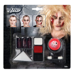Schminkset zombie - Make-up kit met nepbloed en nepwond - Gezichtsschmink - 7-delig