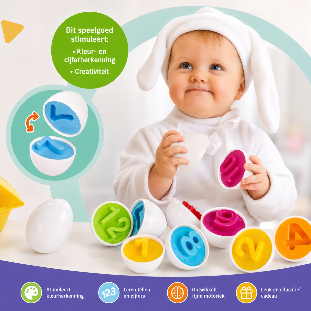 Matching Eggs kinderspeelgoed 12-delig - Afbeelding 4