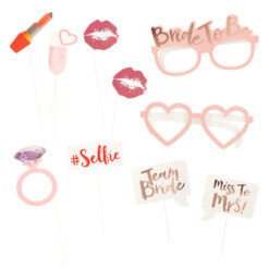 Fotobooth props Bride to be - Papieren foto props voor vrijgezellenfeest - Roze/wit - 10-delig
