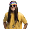 Accessoire set - Hippie - Hoofdband, partybril, pruik en ketting - 4-delig - Afbeelding 10