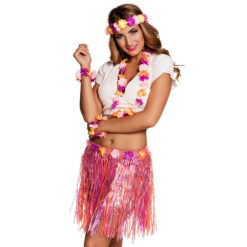 Accessoire set - Hawaii - Hoofdband, Hawaiikrans, armbanden en rokje - 5-delig - Multicolor