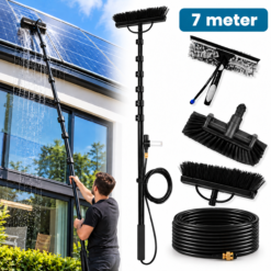 Duradis 3-in-1 Telescopische Wasborstel met Waterdoorvoer – Met allround Borstel, Driekoppige Borstel & Inwasser-Trekker - 7 meter