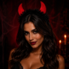 Halloween duivel Haarband met rode hoorntjes en zwart pluche - Afbeelding 3