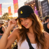 Pet met badeendje - Baseball cap met verstelbare metalen gesp – Unisex festival cap - Zwart - Afbeelding 4