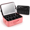 Duradis - Beautycase met make-up spiegel - Met touch lichtbediening - 7 vakken - Roze - Afbeelding 3