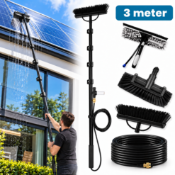 Duradis 3-in-1 Telescopische Wasborstel met Waterdoorvoer – Met allround Borstel, Driekoppige Borstel & Inwasser-Trekker - 3 meter