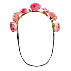 Alternative view of Bloemen hoofdband - Bloemenkrans met elastiek - Roze