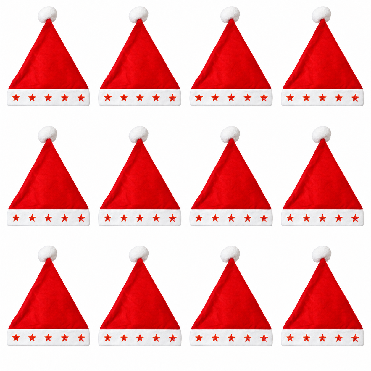 LED Kerstmuts met Lichtgevende Sterren – Rode Kerstmuts met Verlichting - 12 stuks - Afbeelding 3