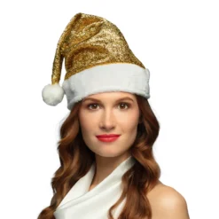Kerstmuts met Glitter - Volwassenen - Goud