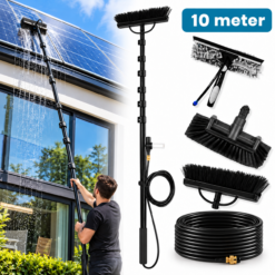 Duradis 3-in-1 Telescopische Wasborstel met Waterdoorvoer – Met allround Borstel, Driekoppige Borstel & Inwasser-Trekker - 10 meter