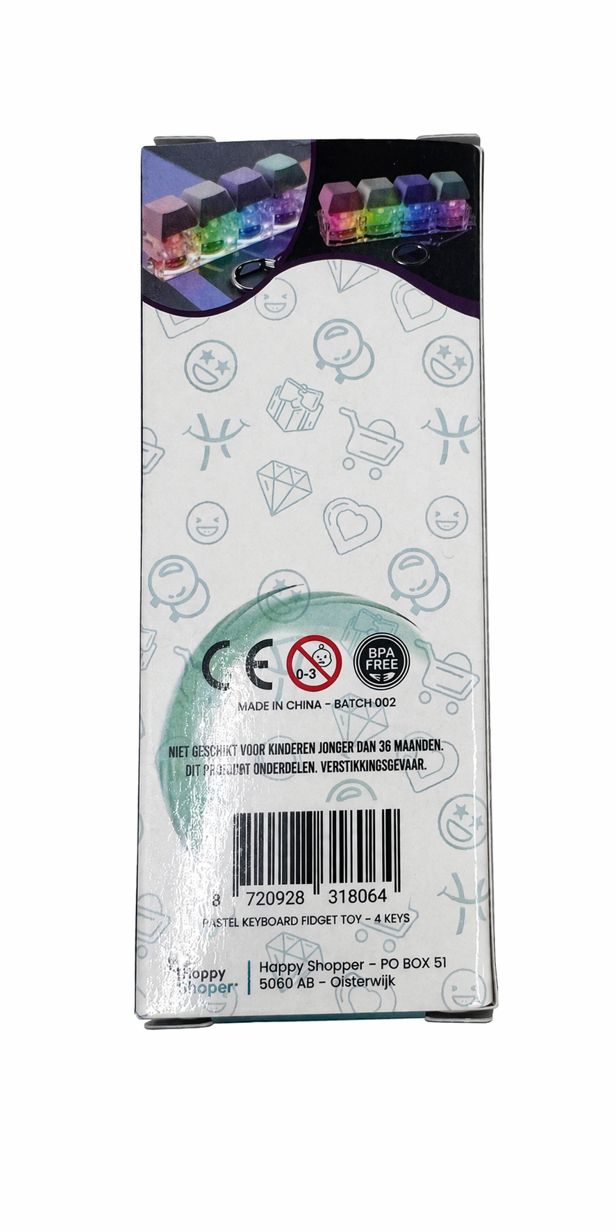 Keyboard Fidget Toy met LED en Sleutelhanger - Met 4 Knoppen - Pastel kleuren - Afbeelding 4