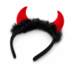 Halloween duivel Haarband met rode hoorntjes en zwart pluche - Afbeelding 2