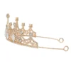 Metalen tiara - Kroontje met steentjes - Roségoud - Afbeelding 3