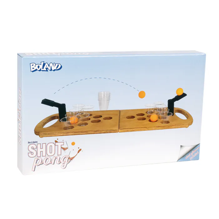 Drankspel Shot pong - 20 shotglaasjes, 2 schieters en 4 ballen