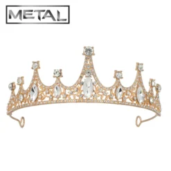Alternative view of Metalen tiara - Kroontje met steentjes - Roségoud