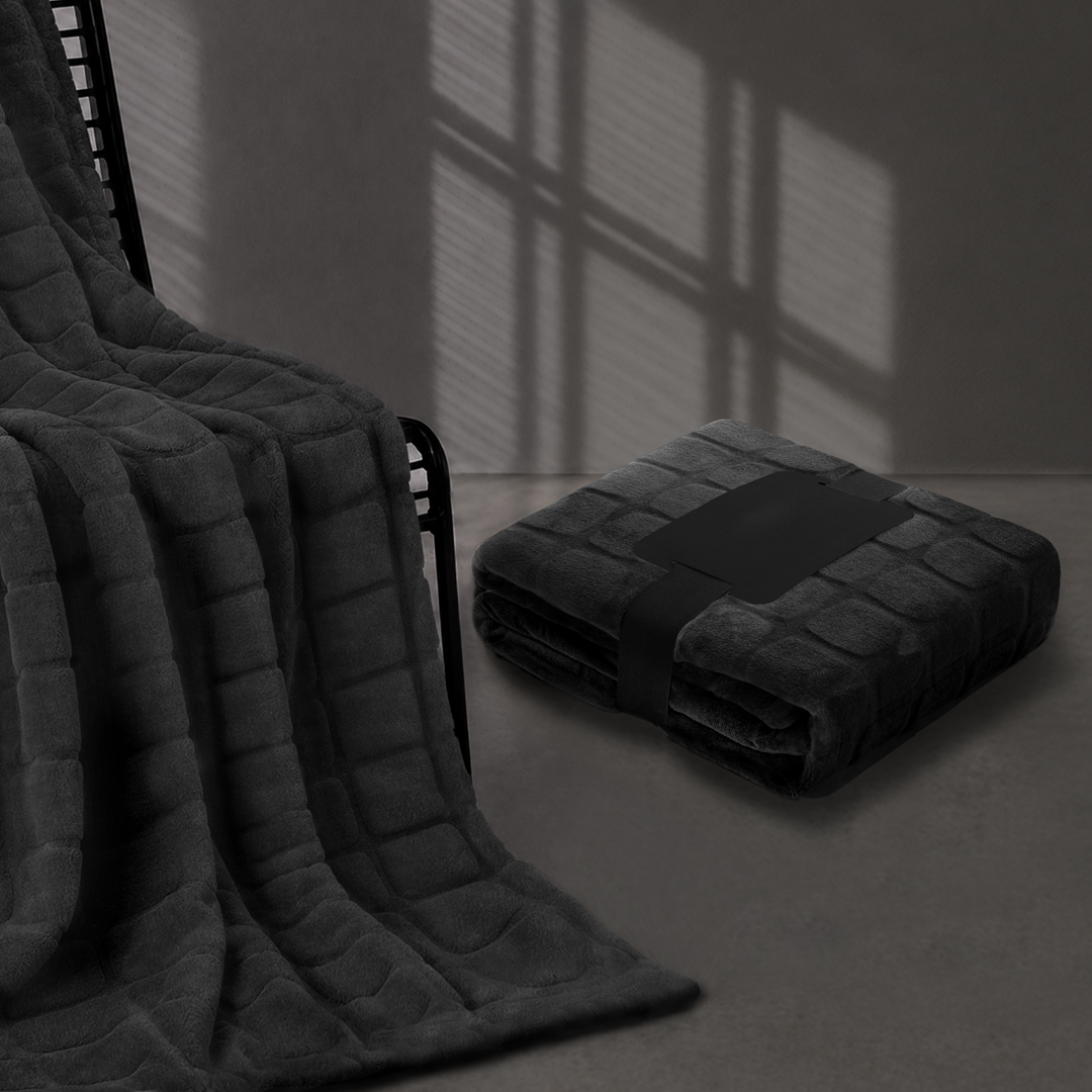 Fleece deken - 170 x 130 cm - Grijs - Afbeelding 7