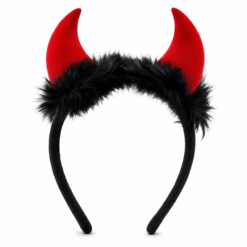 Halloween duivel Haarband met rode hoorntjes en zwart pluche