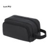 Zwarte Toilettas met Meerdere Vakken – Soft PU – 24 x 13,5 x 13 cm