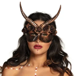 Masker met hoorns - Halloween - Brons/Zwart