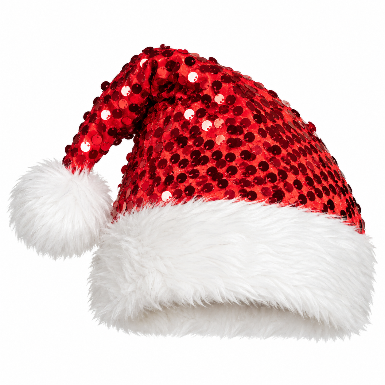 Kerstmuts met Glitter - Pailletten - Volwassenen - Rood - Afbeelding 2