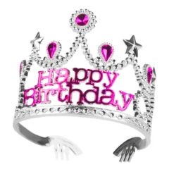 Alternative view of Happy Birthday tiara - Kroon - Zilver met Roze