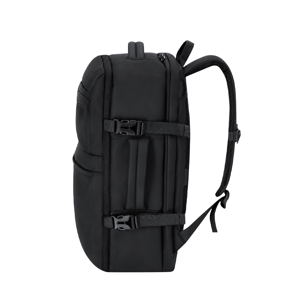 Zwarte polyester rugzak - Met zijvakken en laptopvak - 30 x 46 cm - Afbeelding 6