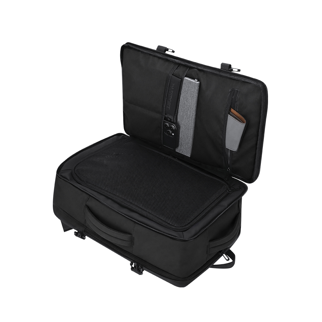 Zwarte polyester rugzak - Met zijvakken en laptopvak - 30 x 46 cm - Afbeelding 10