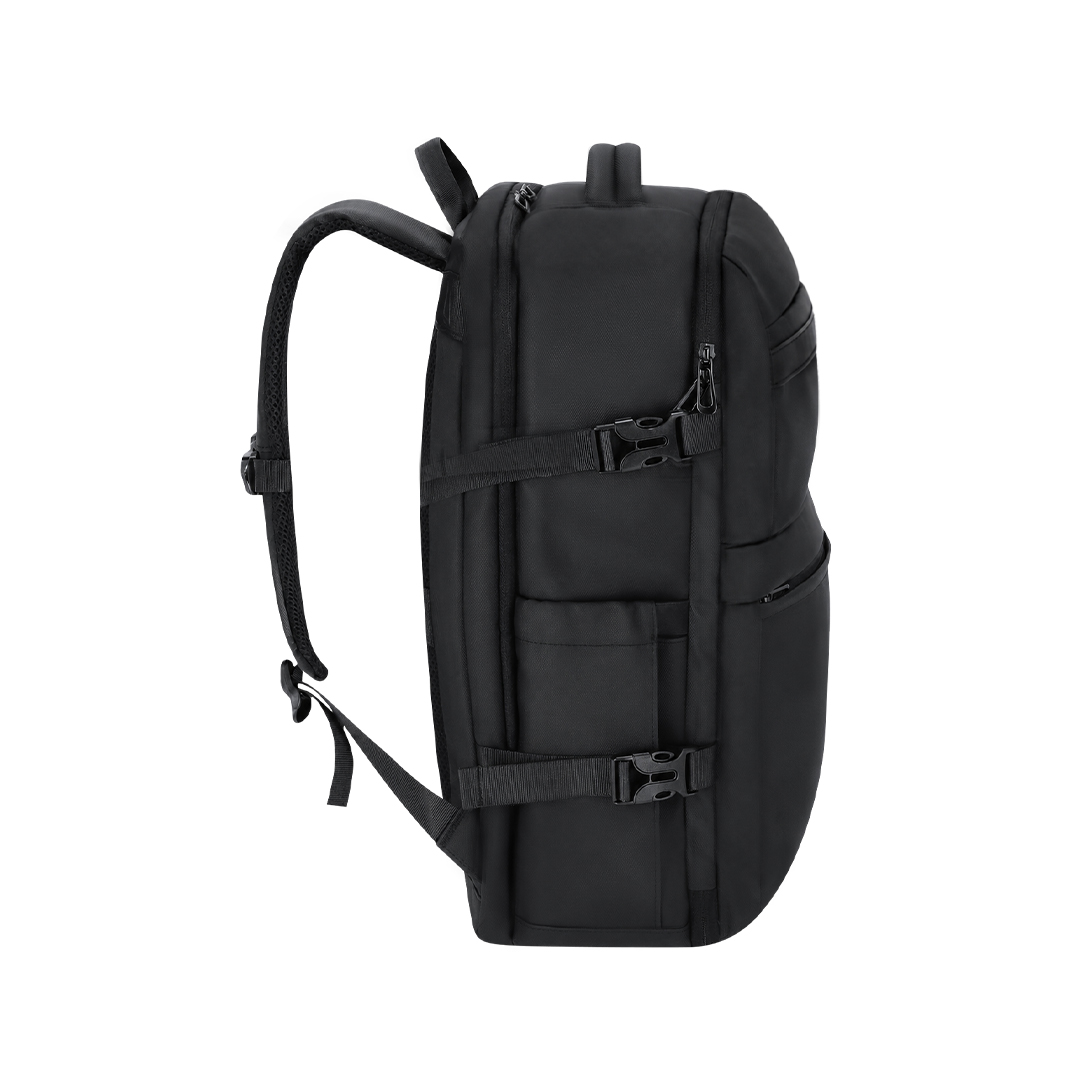 Zwarte polyester rugzak - Met zijvakken en laptopvak - 30 x 46 cm - Afbeelding 7