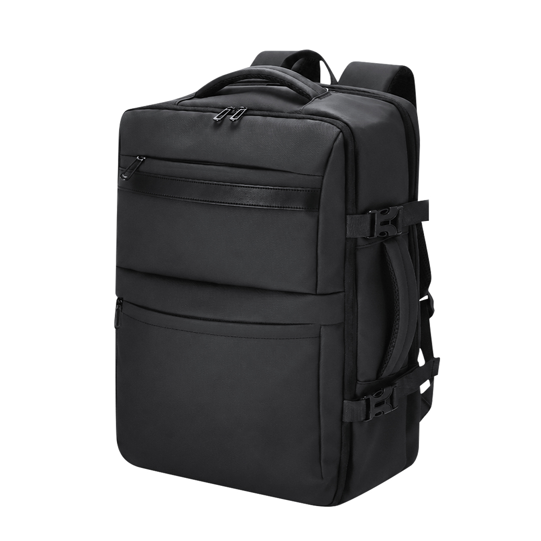 Zwarte polyester rugzak - Met zijvakken en laptopvak - 30 x 46 cm - Afbeelding 4