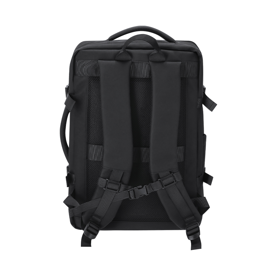 Zwarte polyester rugzak - Met zijvakken en laptopvak - 30 x 46 cm - Afbeelding 8