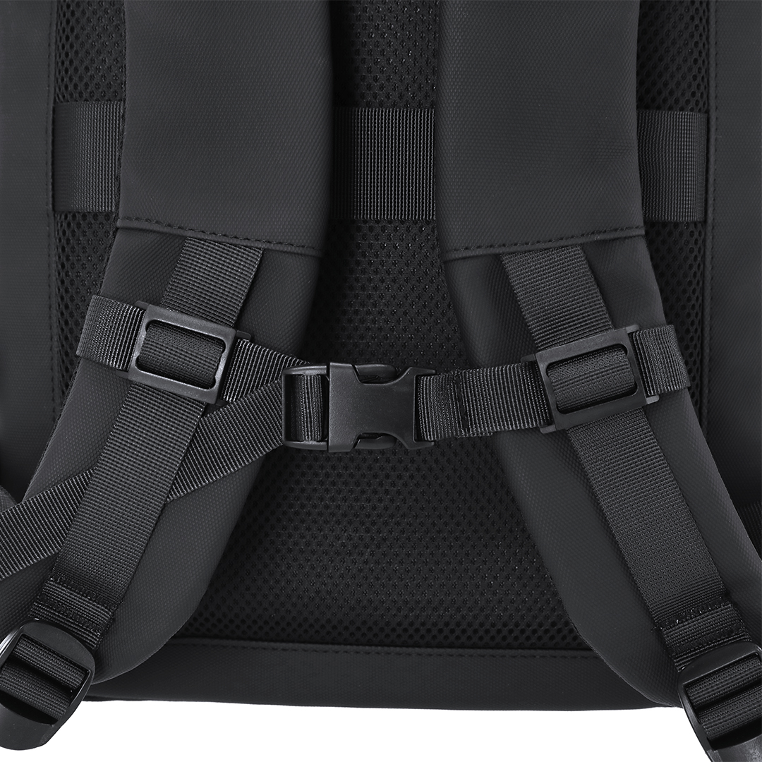 Zwarte polyester rugzak - Met zijvakken en laptopvak - 30 x 46 cm - Afbeelding 18