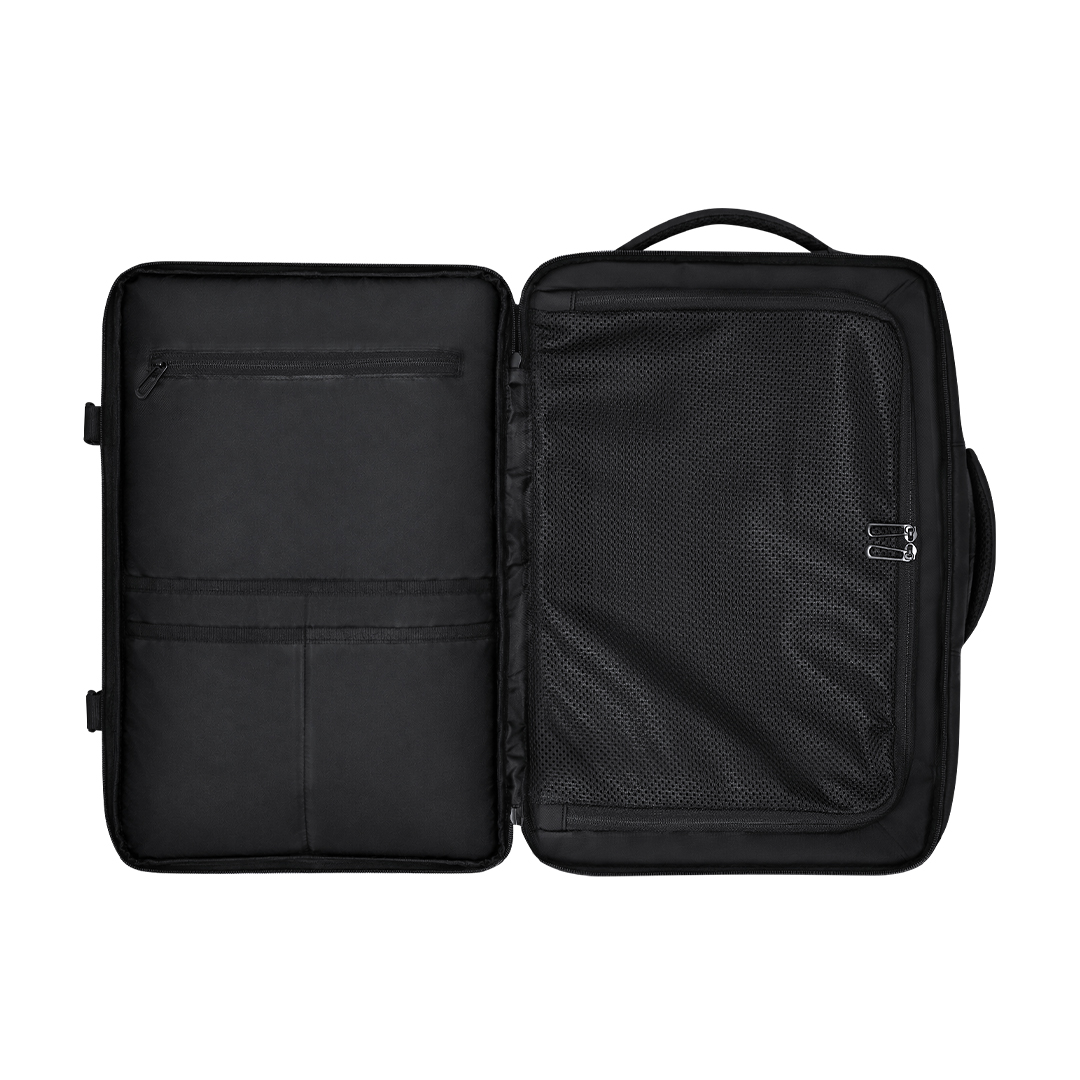 Zwarte polyester rugzak - Met zijvakken en laptopvak - 30 x 46 cm - Afbeelding 11