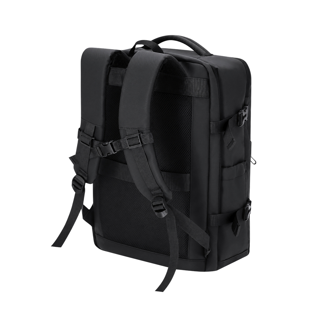 Zwarte polyester rugzak - Met zijvakken en laptopvak - 30 x 46 cm - Afbeelding 5