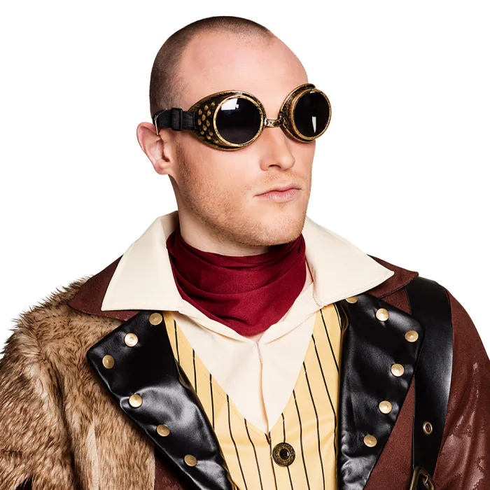 Steampunk bril - met elastiek - koper