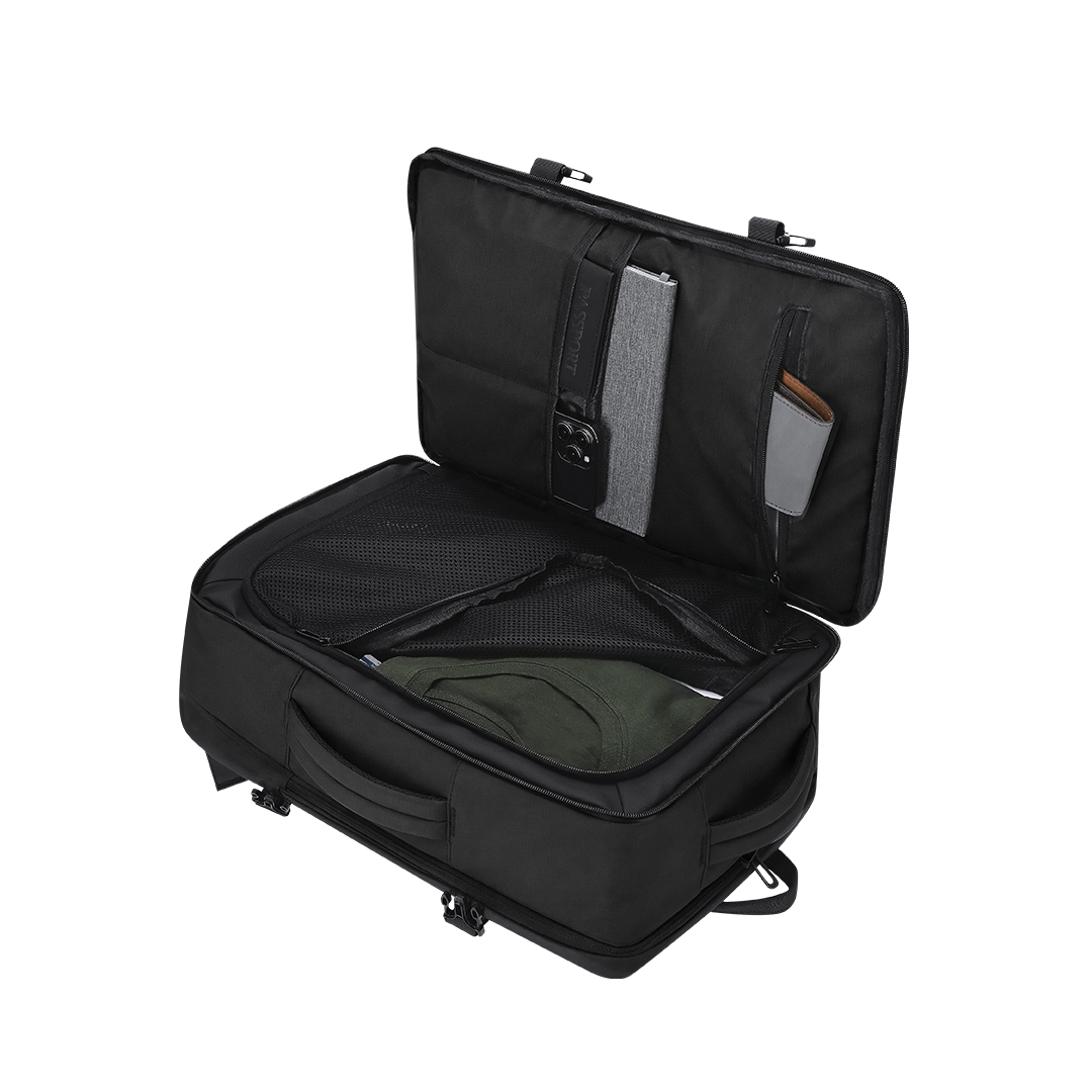 Zwarte polyester rugzak - Met zijvakken en laptopvak - 30 x 46 cm - Afbeelding 9