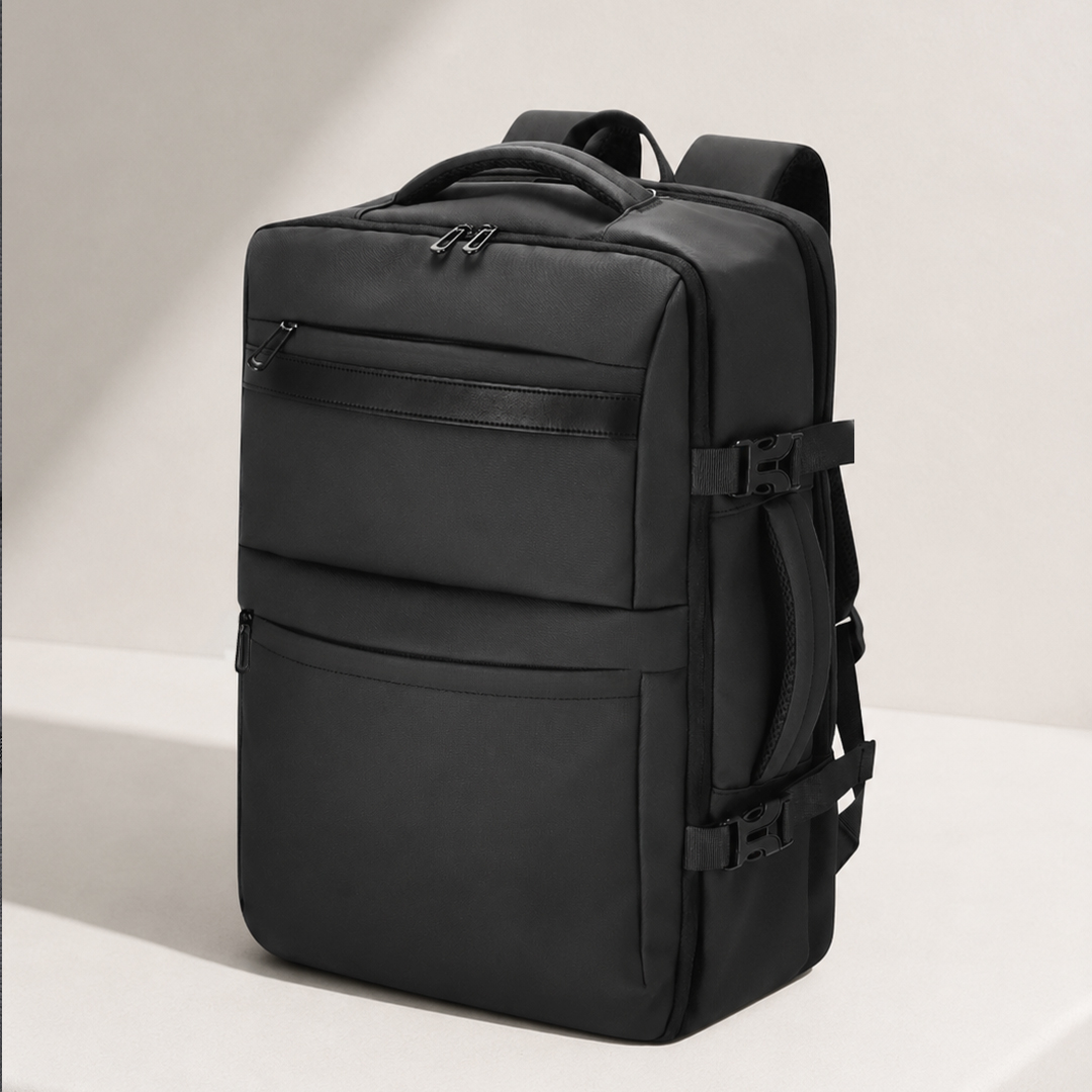 Zwarte polyester rugzak - Met zijvakken en laptopvak - 30 x 46 cm - Afbeelding 19