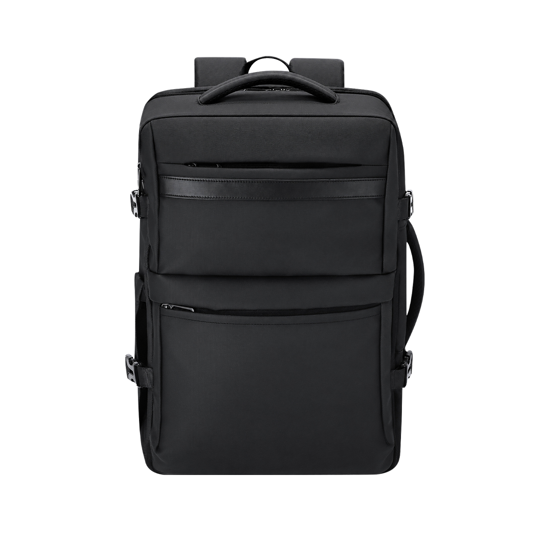 Zwarte polyester rugzak - Met zijvakken en laptopvak - 30 x 46 cm - Afbeelding 2